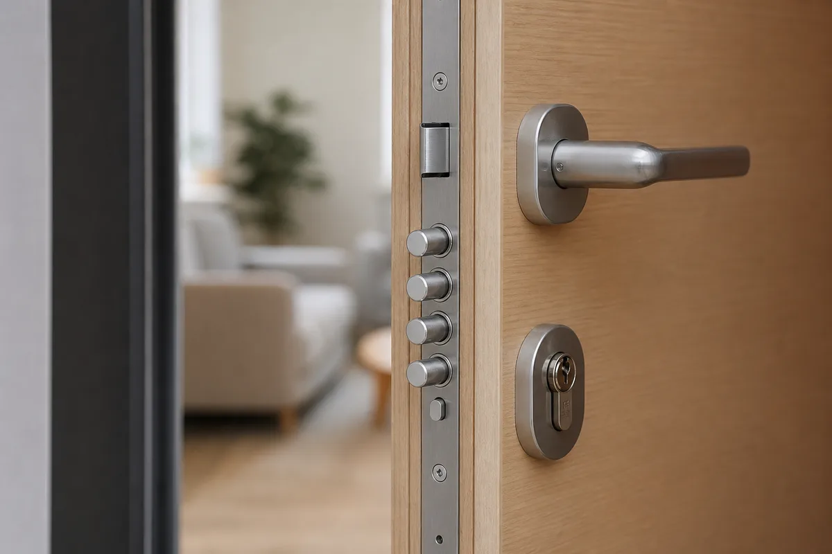 Serrure multipoints et cylindre de sécurité sur une porte palière rénovée