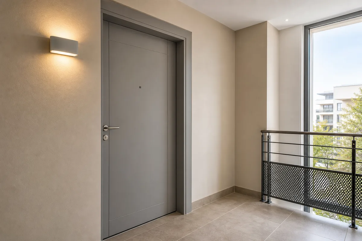 Résidence contemporaine à Vélizy-Villacoublay avec porte d&rsquo;entrée vitrée et interphone