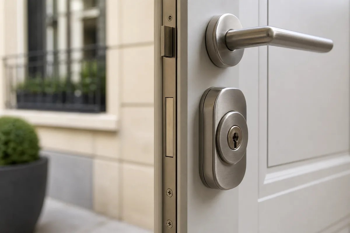 Cylindre certifié A2P posé sur une porte palière d&rsquo;appartement récent
